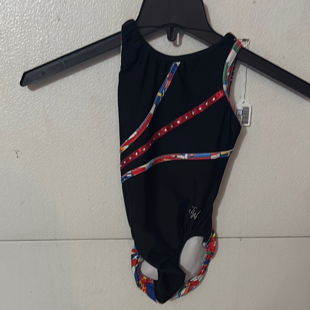 Black Leotard with Colorful Flags
